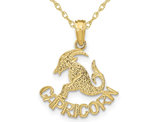 10K Yellow Gold CAPRICORN Zodiac Charm Astrology Zodiac Pendant Necklace with Chain
